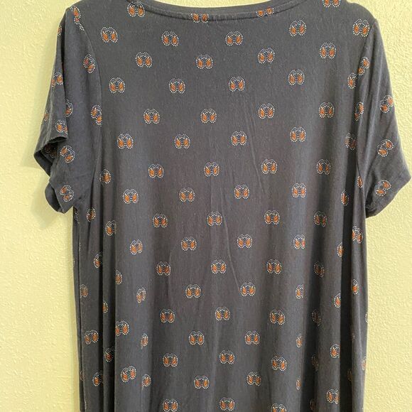 Lucky XL Navy Knit Paisley Print Dress, Boho AOP, Bohemian, Retro Style OF-1 - Picture 7 of 12